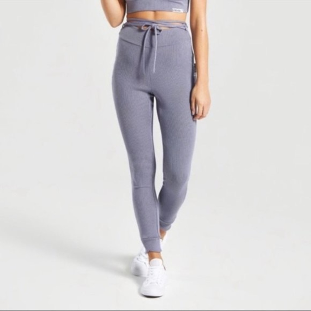 Gymshark Slounge Ribbon Joggers Pants in Steel Blue Marl XS - Picture 1 of 8